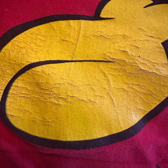 Vintage Disney Mickey Mouse Red Oversized T-Shirt One Size Fits All 100% Cotton - Picture 9 of 11